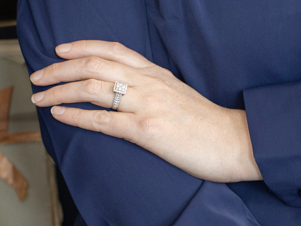 Modern Diamond Cluster Engagement Ring