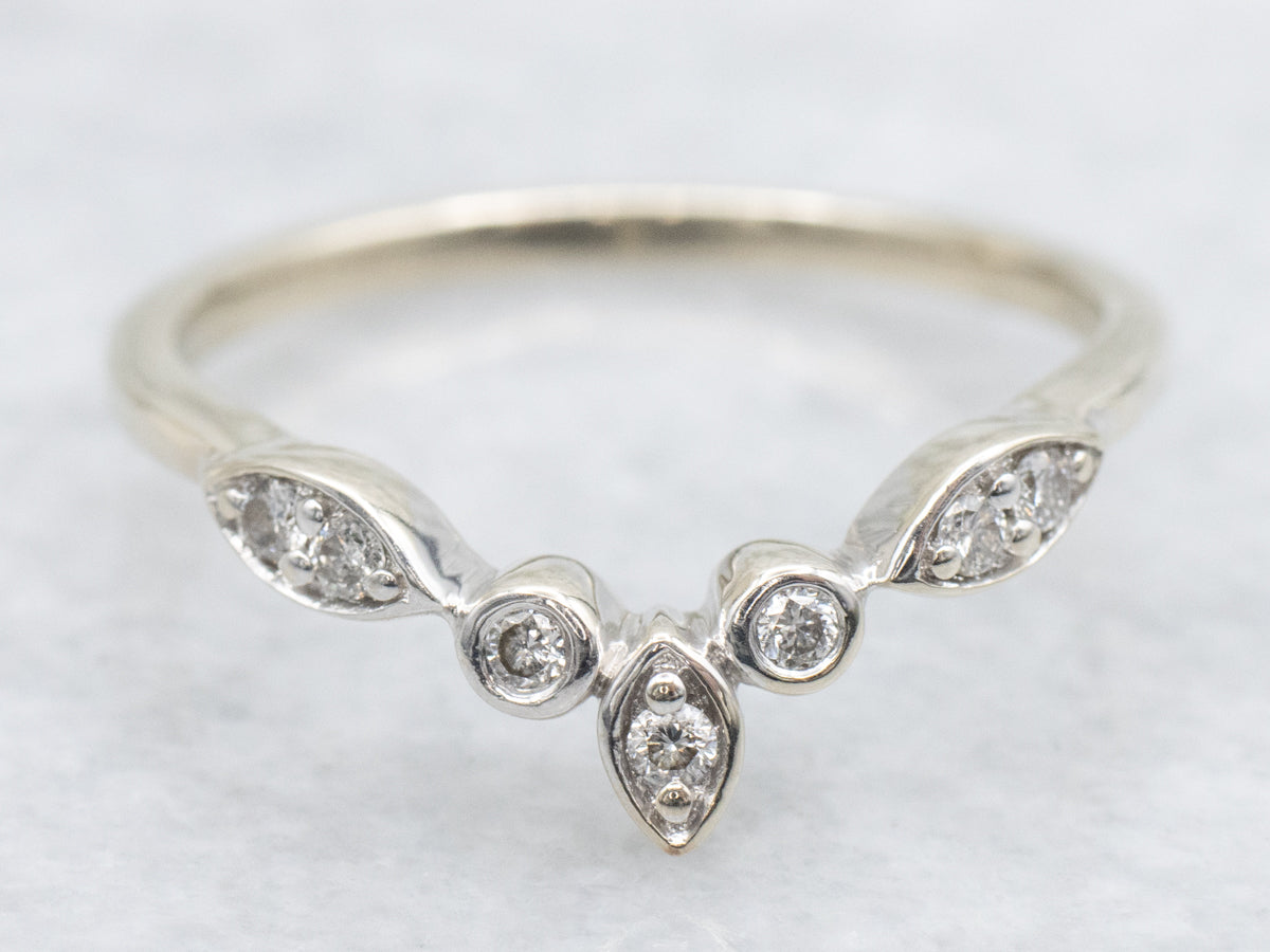 White Gold Diamond V-Shaped Enhancer Band