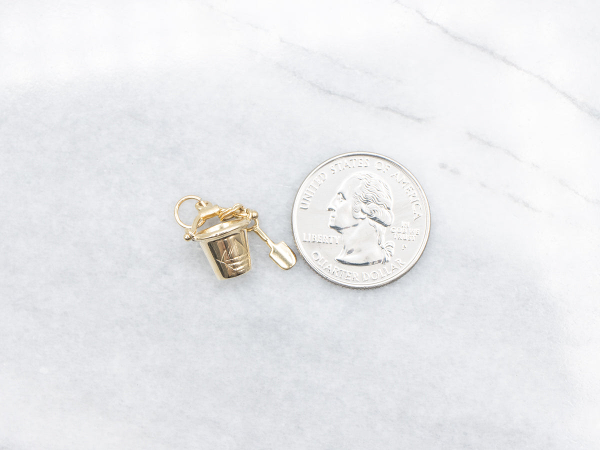Gold Sand Bucket and Shovel Charm