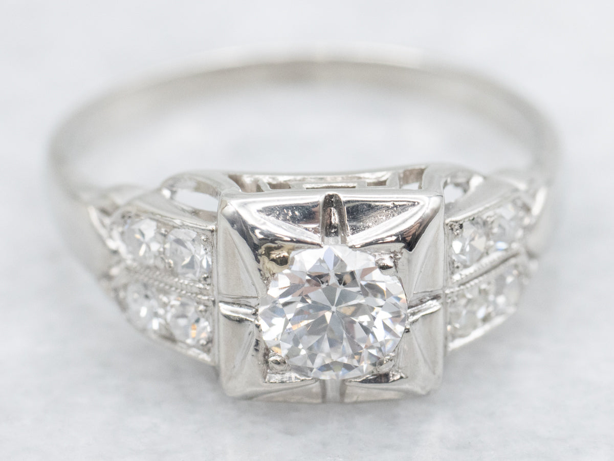 Retro Era Platinum Diamond Engagement Ring