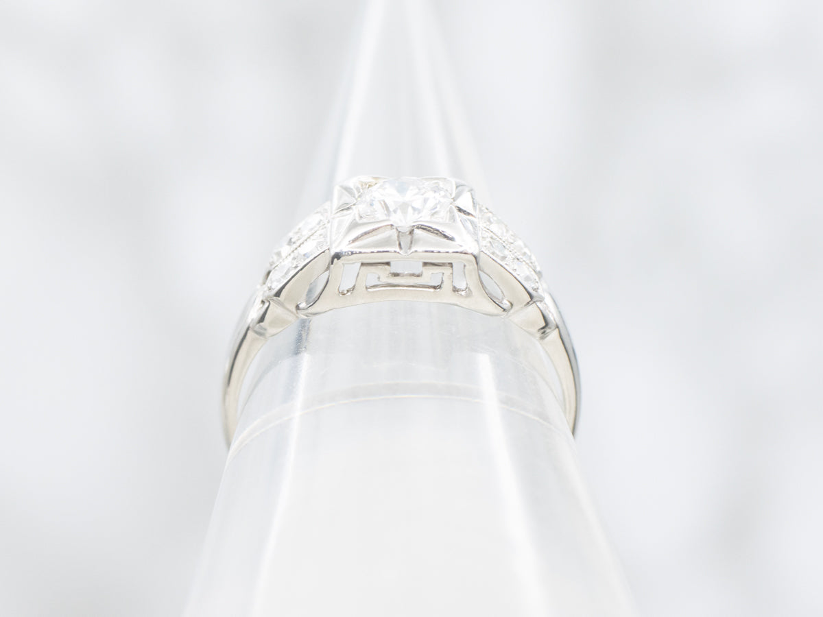 Retro Era Platinum Diamond Engagement Ring