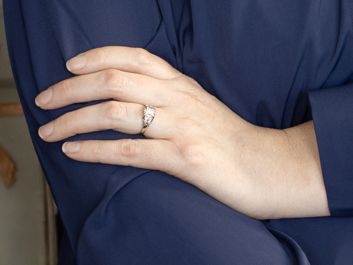 Retro Era Platinum Diamond Engagement Ring