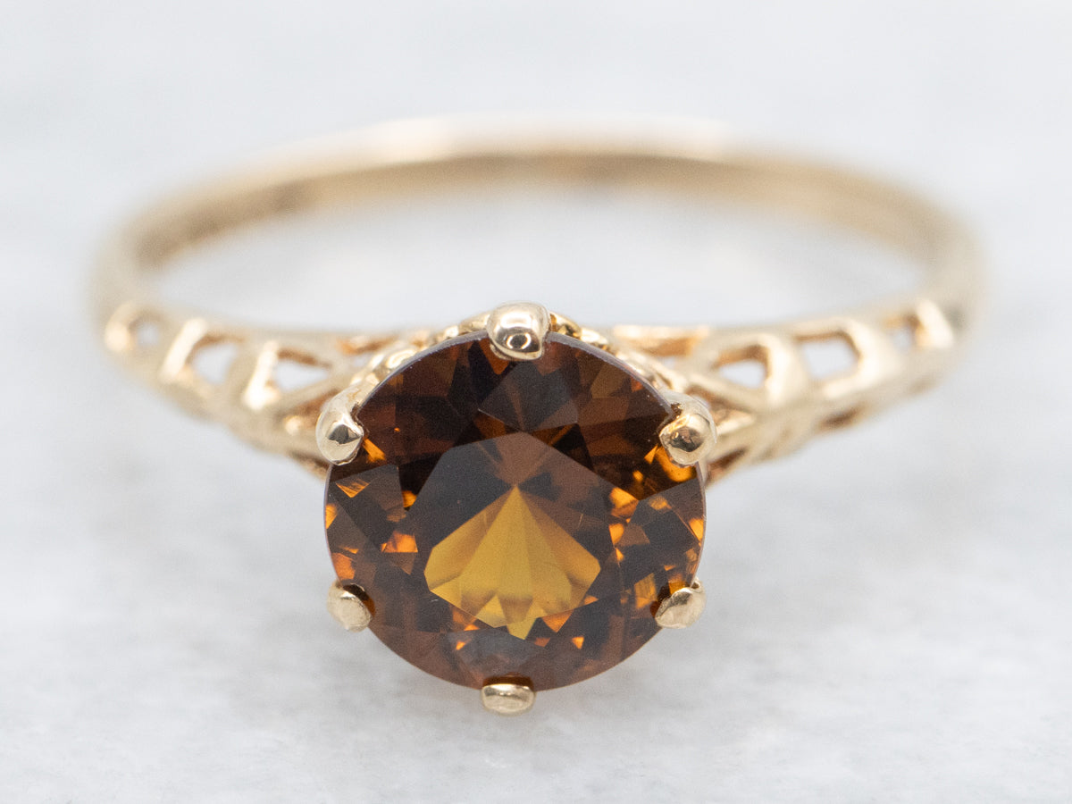 Vintage Red Mali Garnet Solitaire Ring