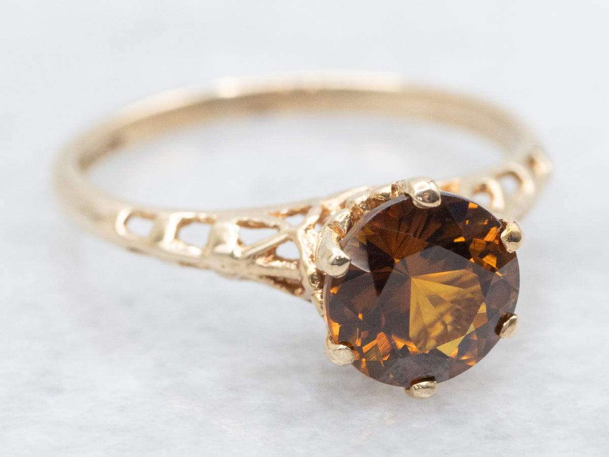 Vintage Red Mali Garnet Solitaire Ring