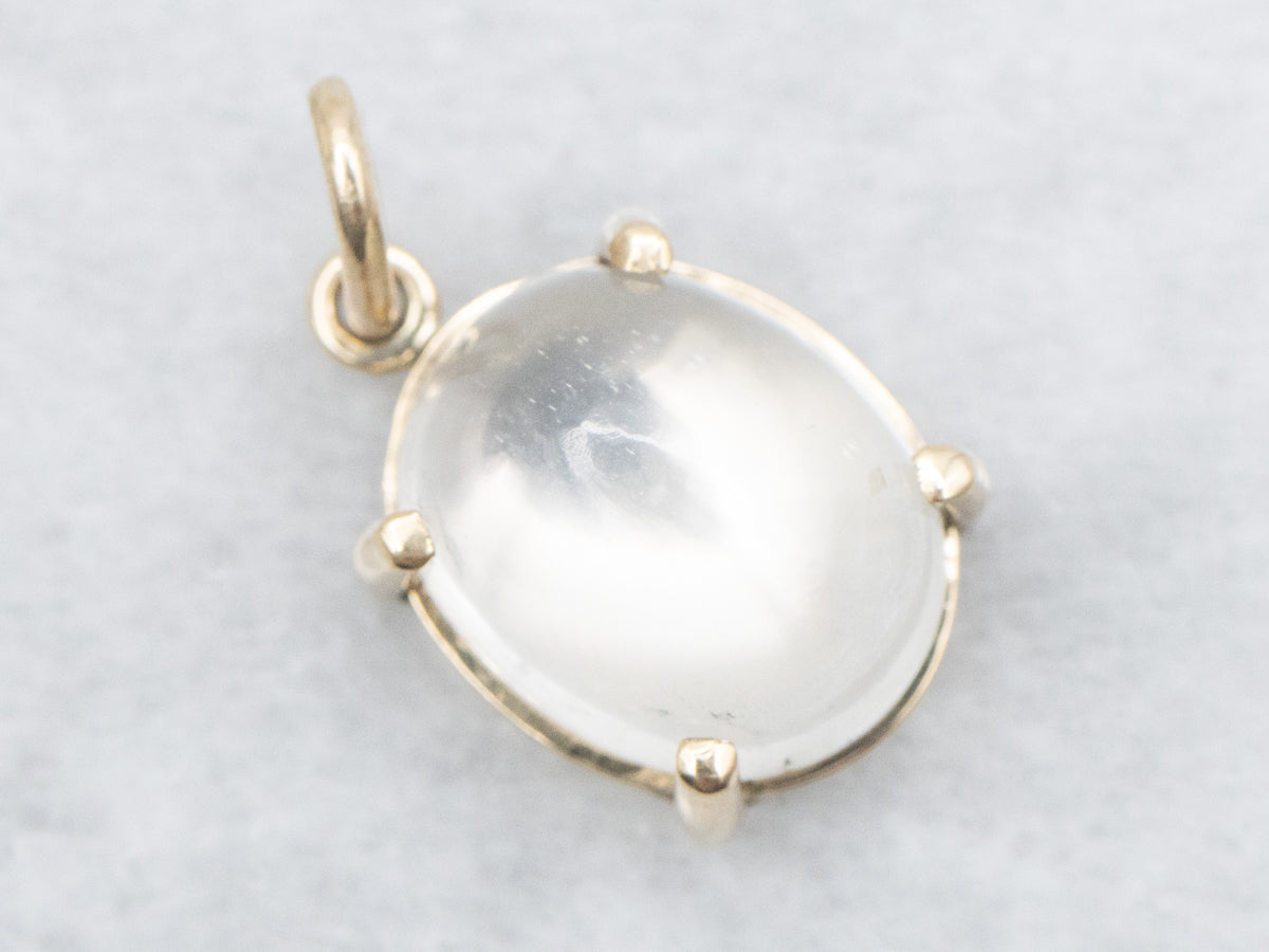 Oval Cut Moonstone Solitaire Pendant