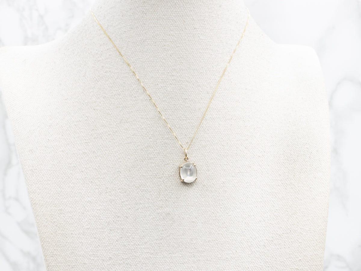 Oval Cut Moonstone Solitaire Pendant