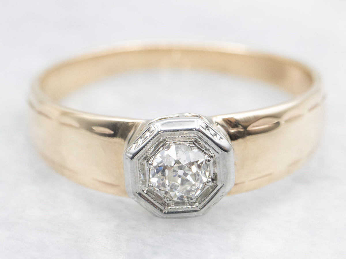 Vintage Old Mine Cut Diamond Solitaire Engagement Ring
