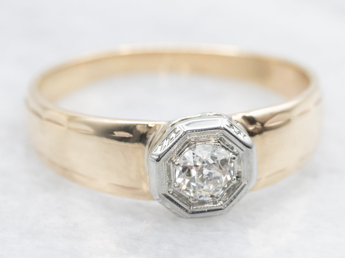 Vintage Old Mine Cut Diamond Solitaire Engagement Ring