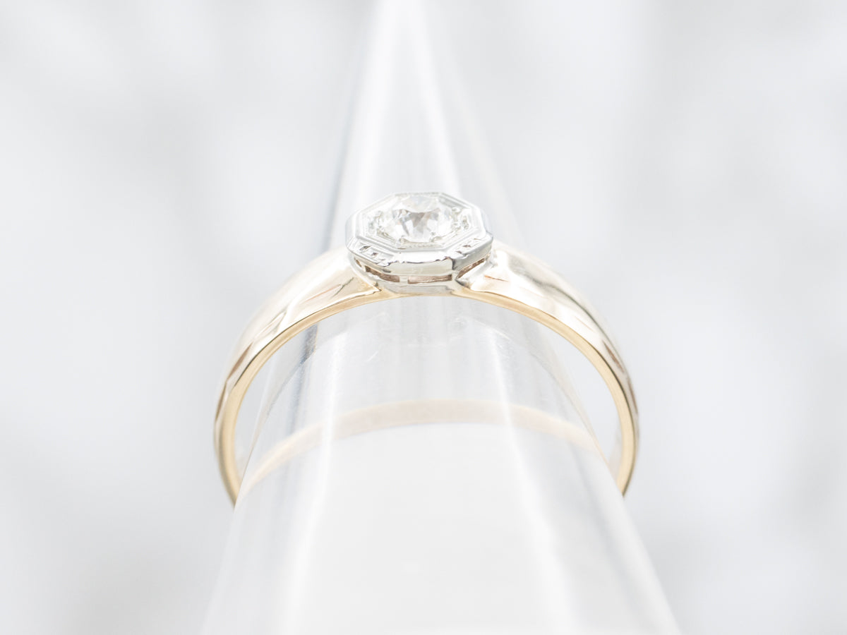 Vintage Old Mine Cut Diamond Solitaire Engagement Ring