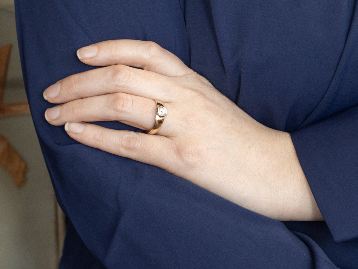 Vintage Old Mine Cut Diamond Solitaire Engagement Ring
