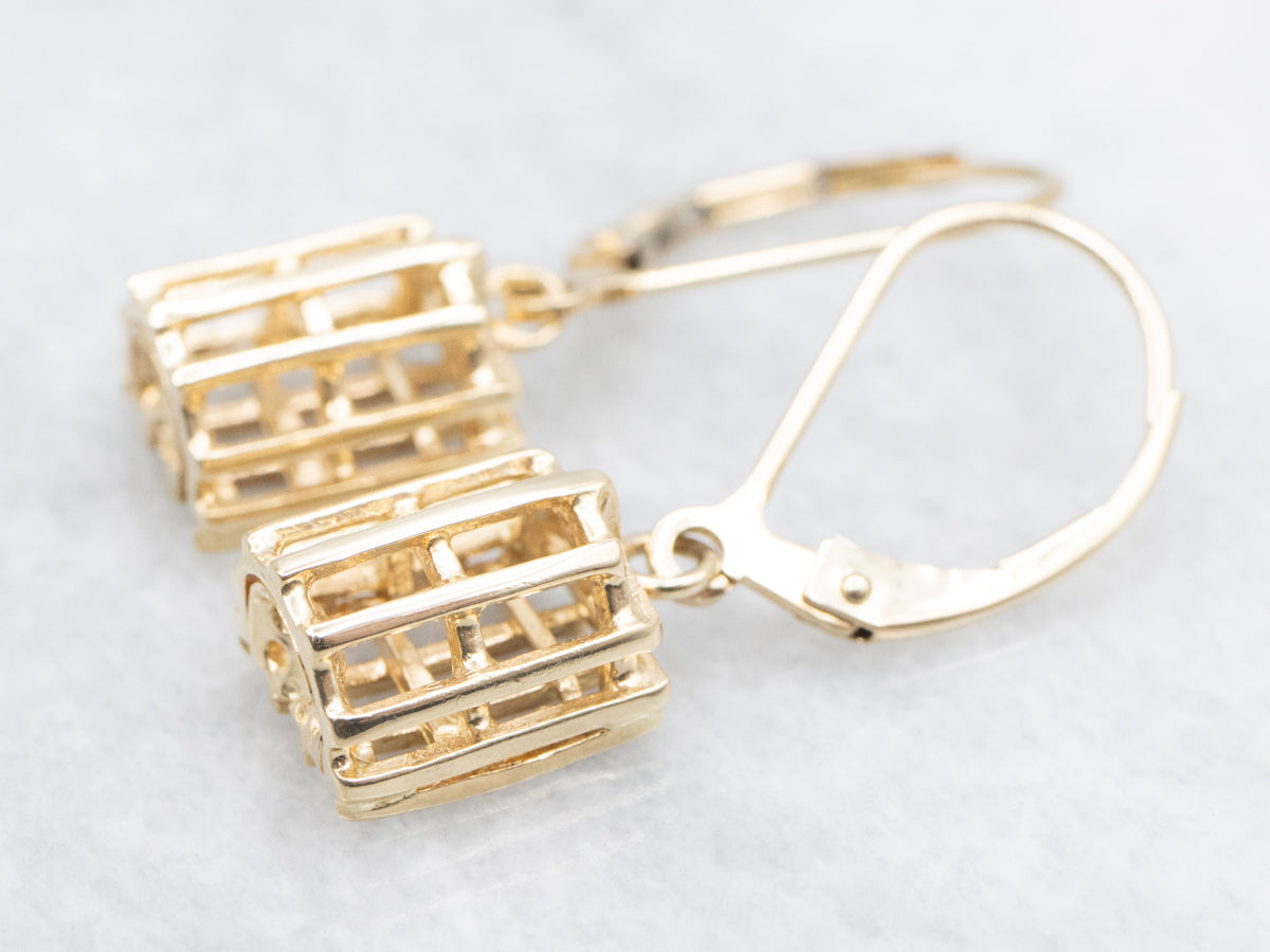 Gold Lobster Trap Drop Earrings