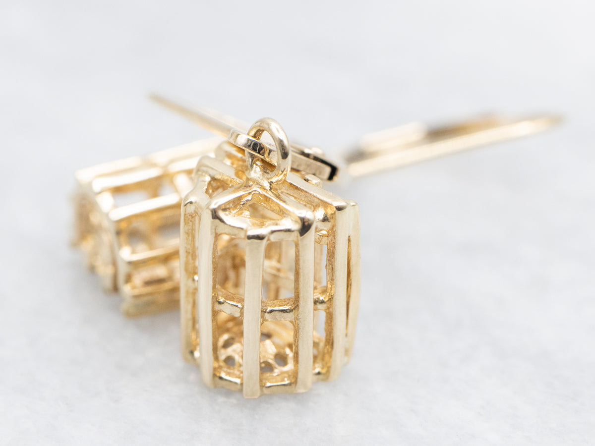 Gold Lobster Trap Drop Earrings
