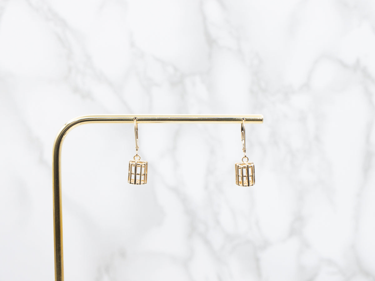 Gold Lobster Trap Drop Earrings
