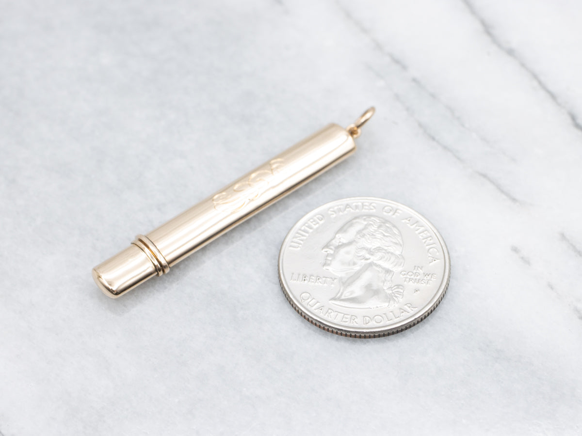 Antique Gold Monogramed "EB" Needle or Toothpick Holder Pendant