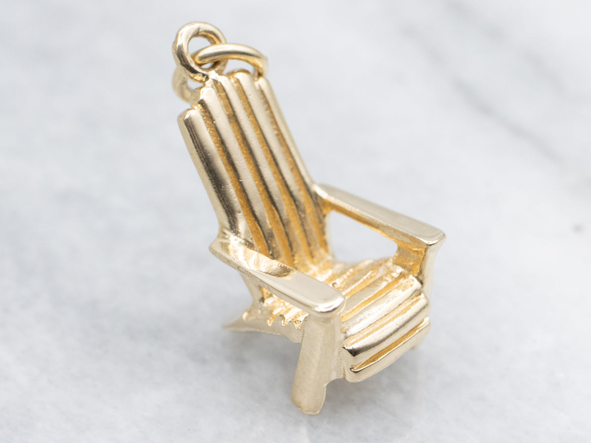 Vintage Gold Adirondack Chair Charm Pendant
