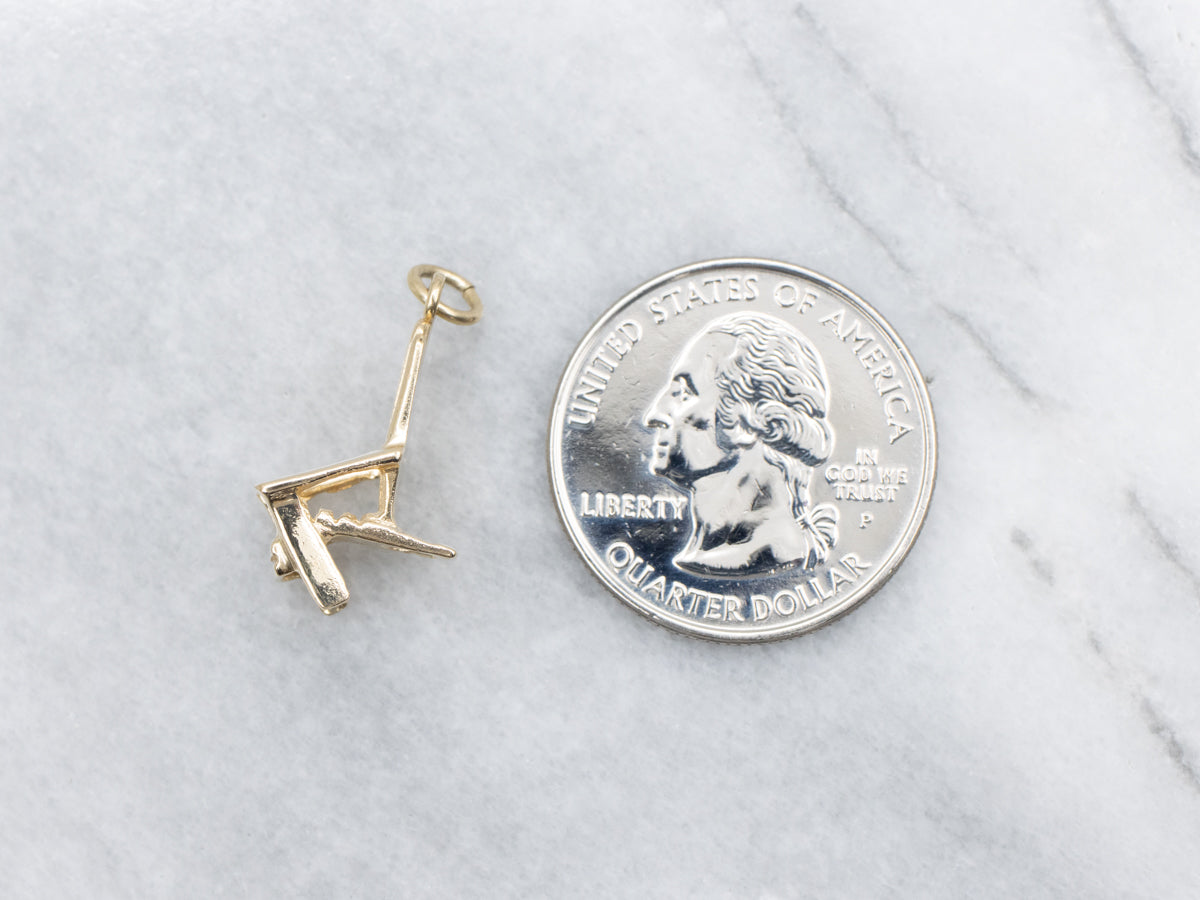 Vintage Gold Adirondack Chair Charm Pendant