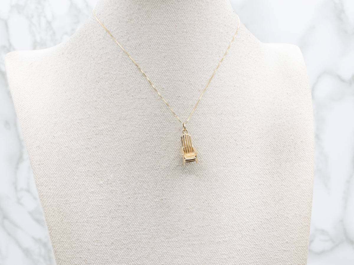 Vintage Gold Adirondack Chair Charm Pendant