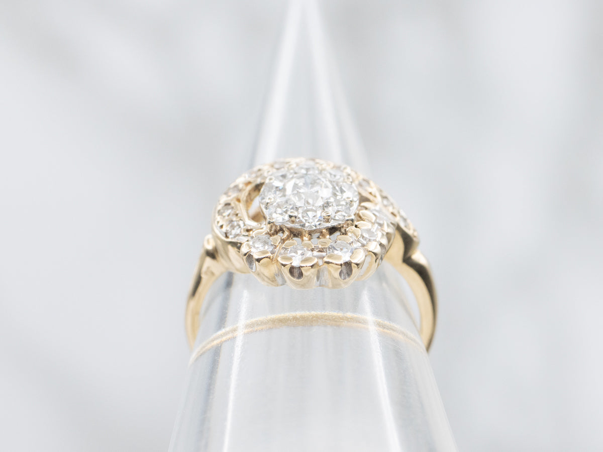 Vintage Gold Diamond Cluster Bypass Ring