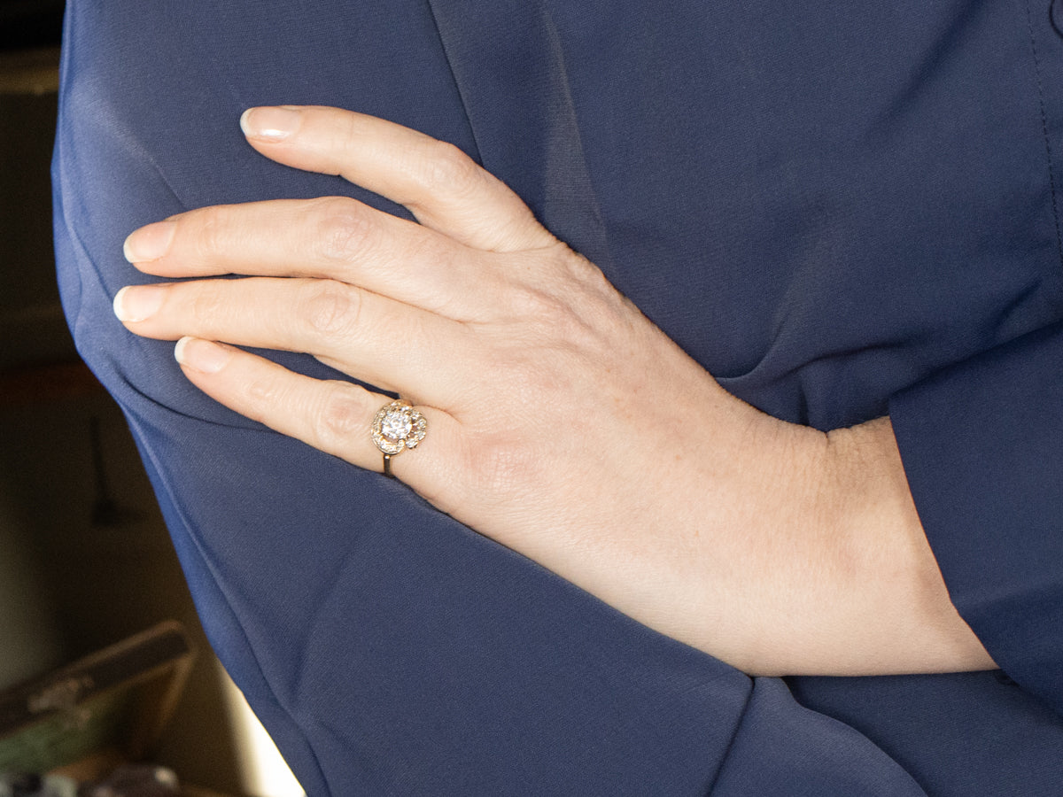 Vintage Gold Diamond Cluster Bypass Ring