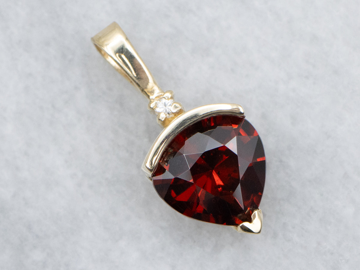 Garnet and Diamond Gold Pendant
