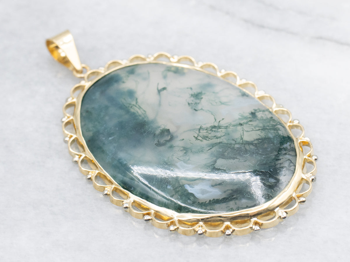 Stunning Moss Agate Statement Pendant