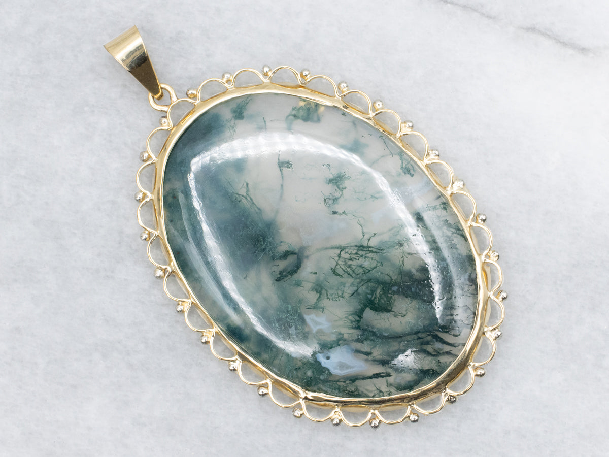 Stunning Moss Agate Statement Pendant