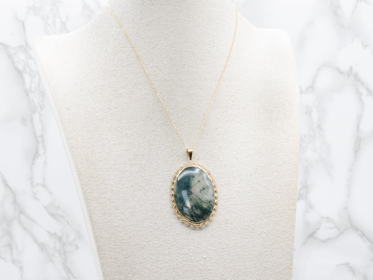 Stunning Moss Agate Statement Pendant