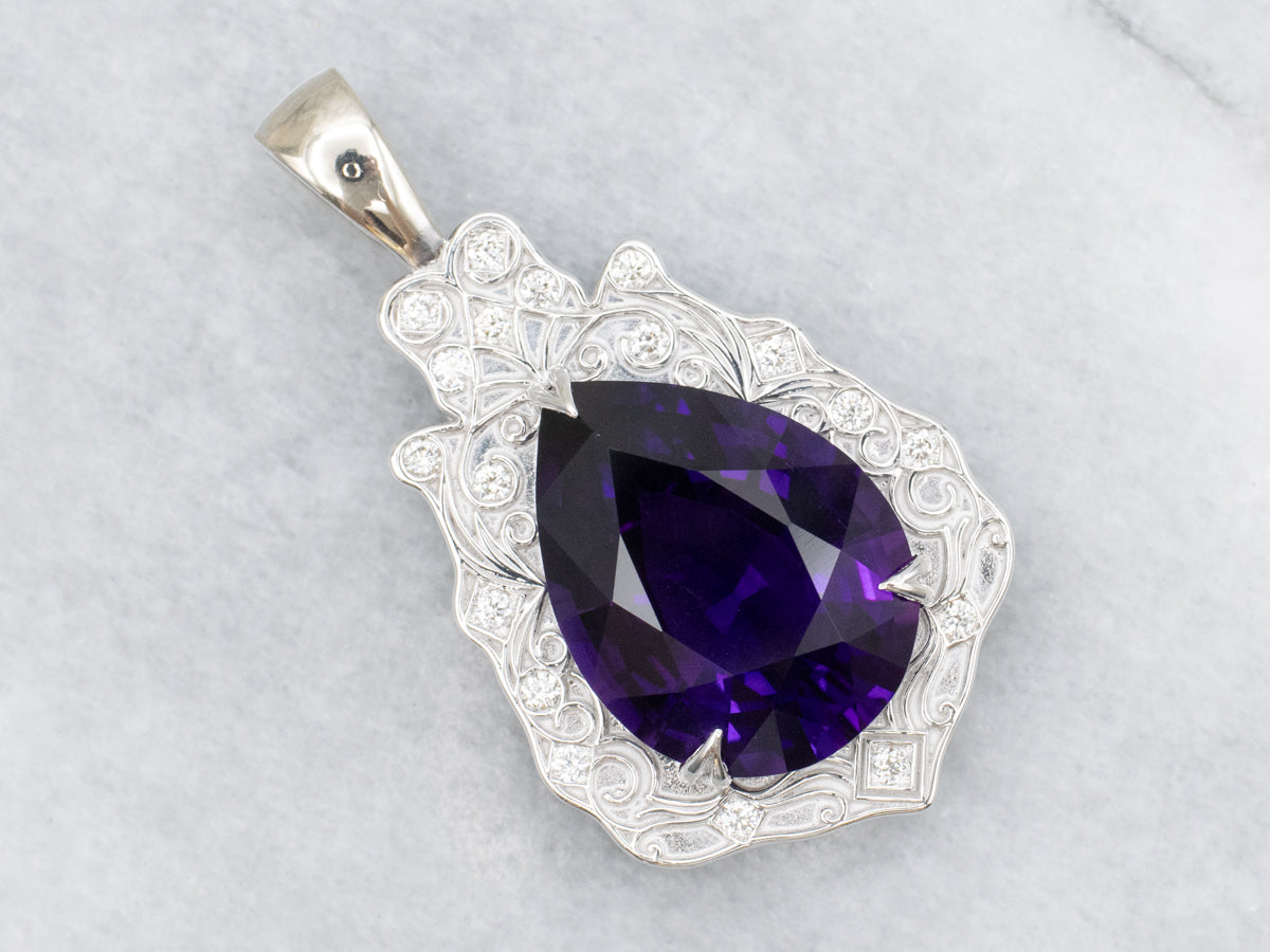 Stunning Amethyst and Diamond Cocktail Pendant