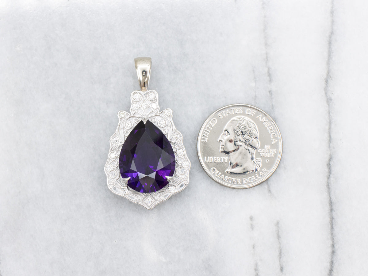 Stunning Amethyst and Diamond Cocktail Pendant