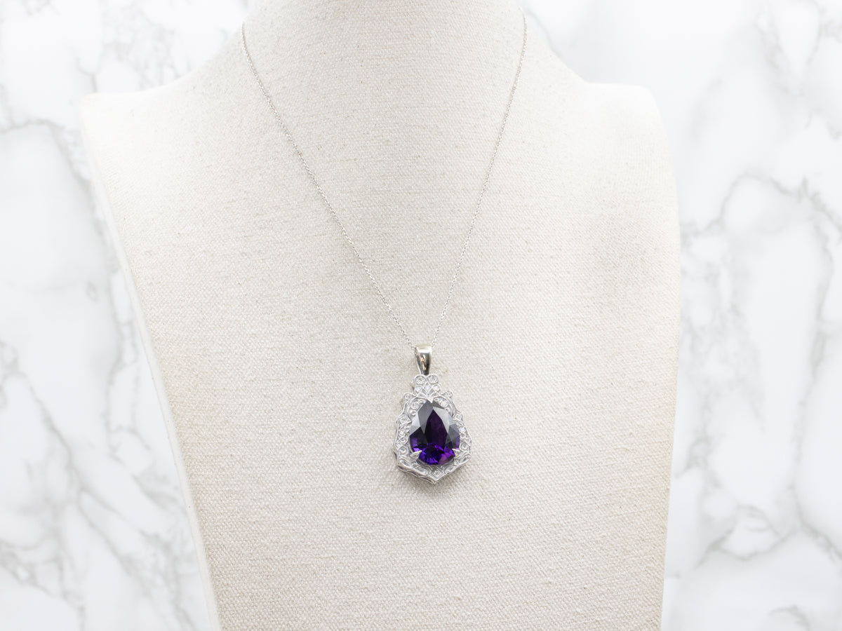 Stunning Amethyst and Diamond Cocktail Pendant