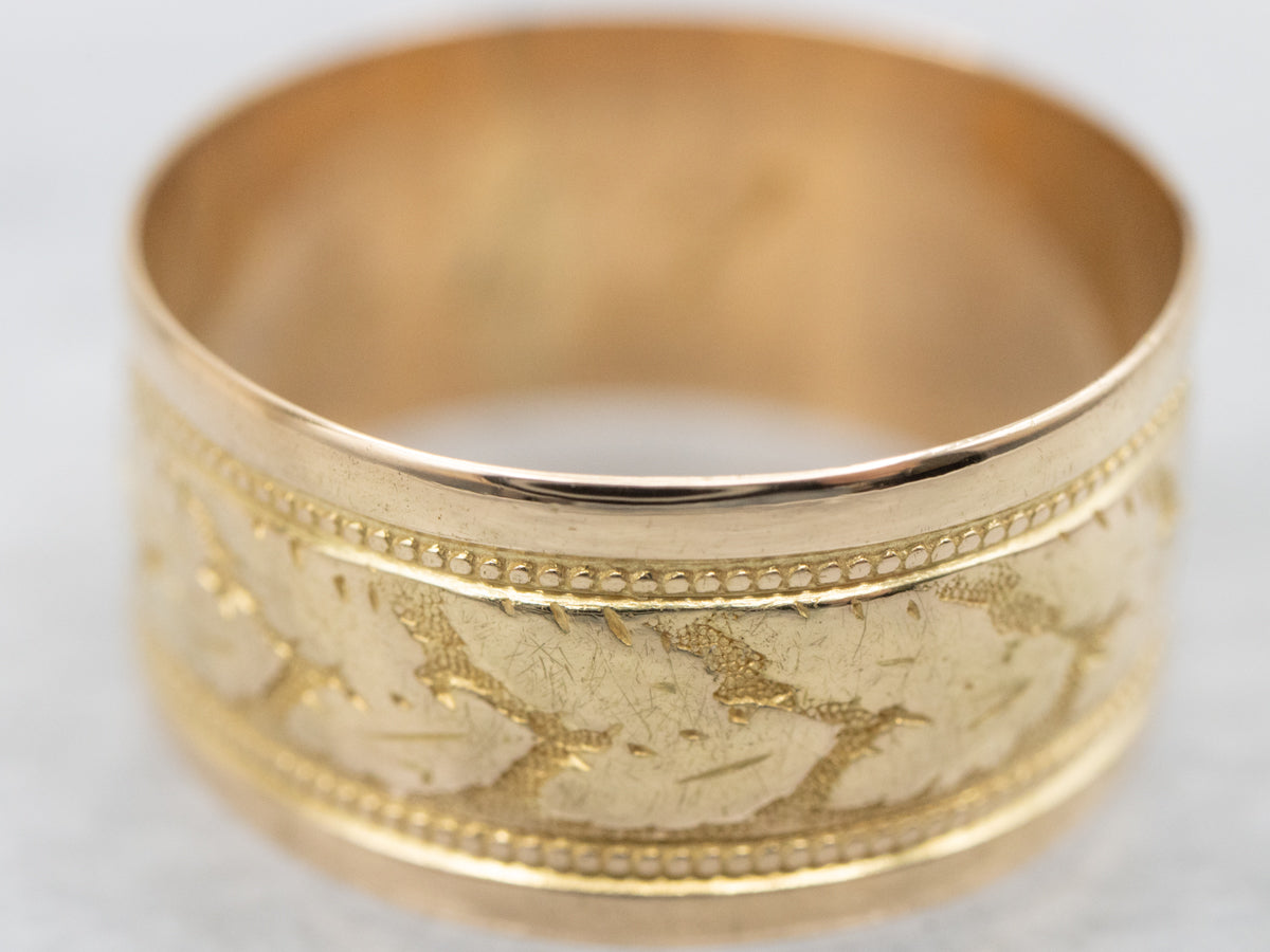 Victoria Wide Gold Botanical Pattern Cigar Band