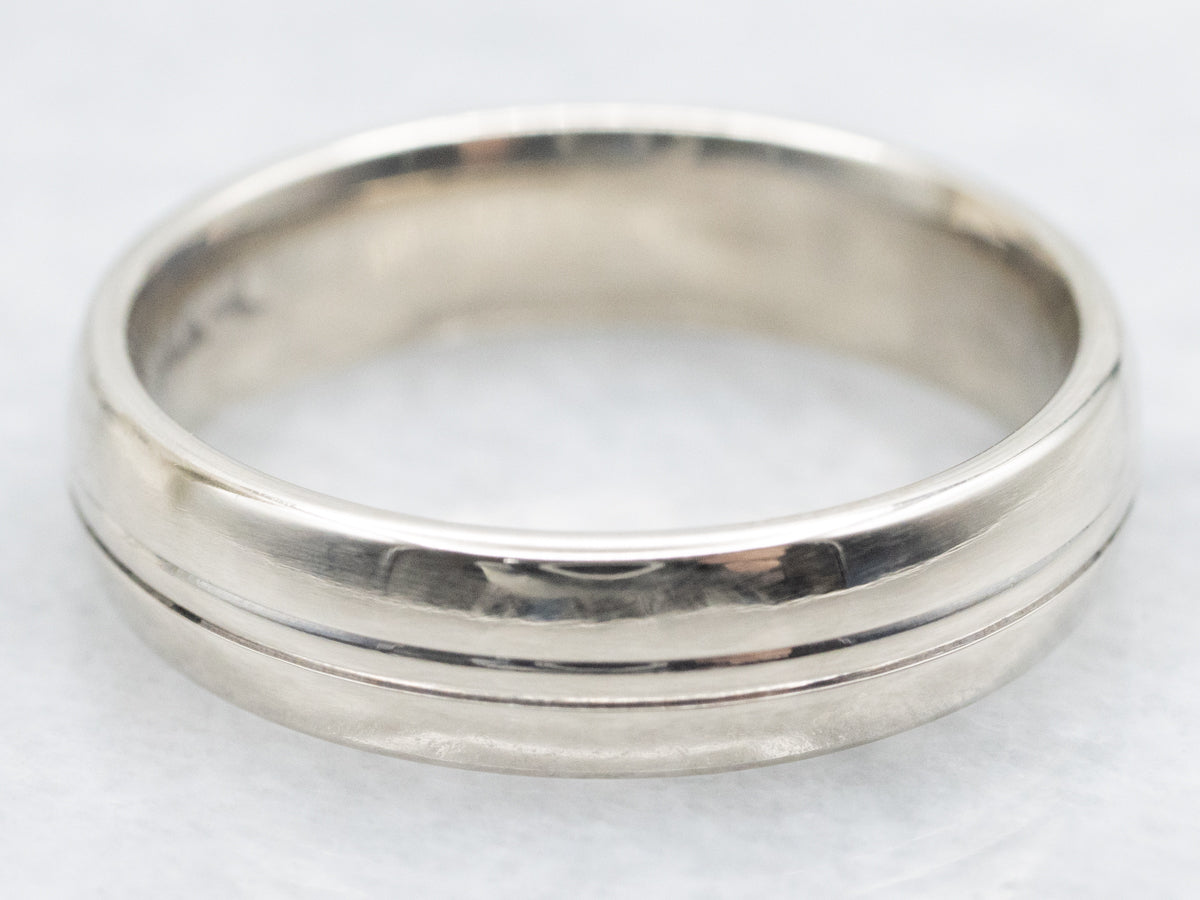Double Groove Center Wedding Band