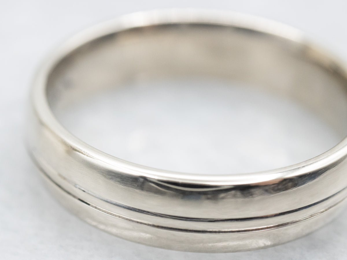 Double Groove Center Wedding Band