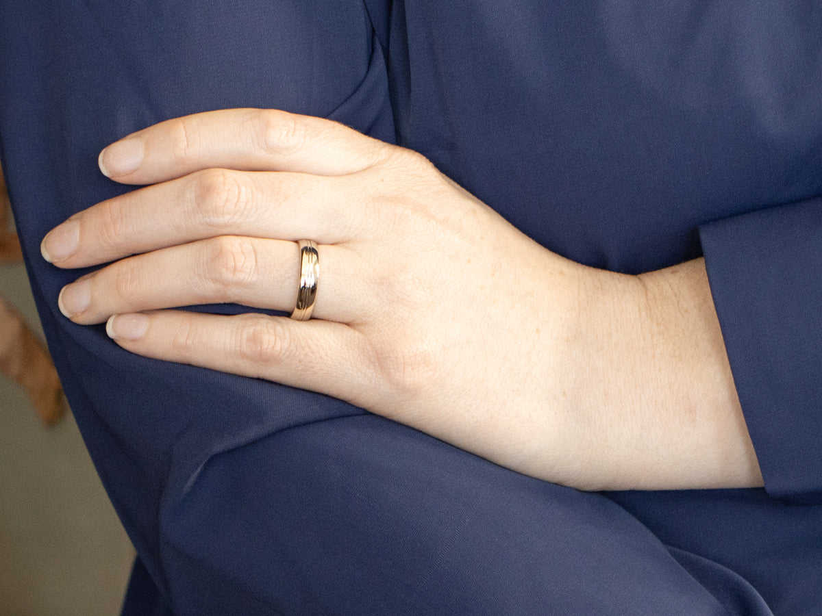 Double Groove Center Wedding Band