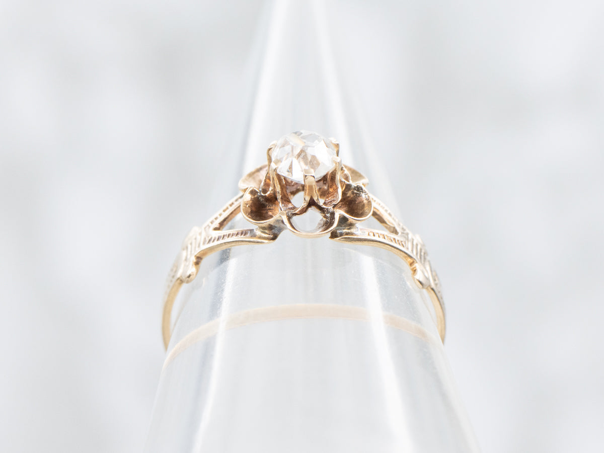 Buttercup Set Antique Old Mine Cut Diamond Solitaire Engagement Ring