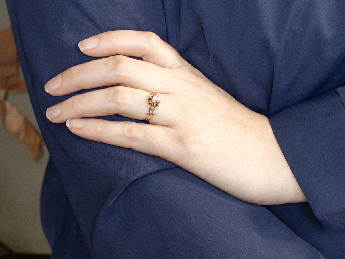 Buttercup Set Antique Old Mine Cut Diamond Solitaire Engagement Ring