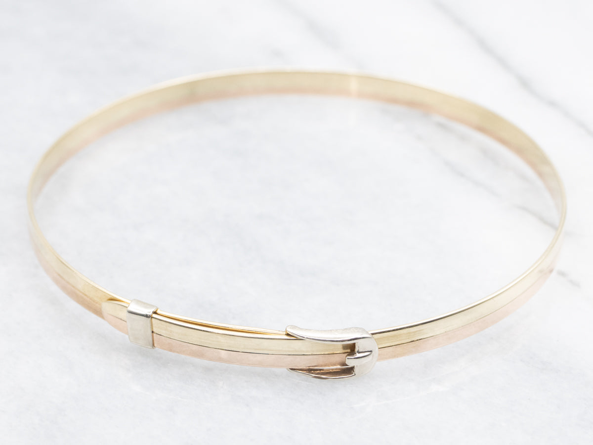 Tri-Color Buckle Bangle Bracelet