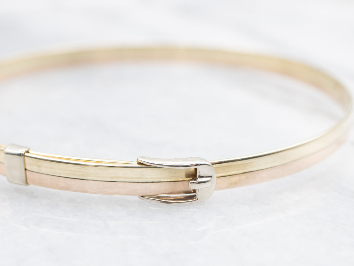 Tri-Color Buckle Bangle Bracelet