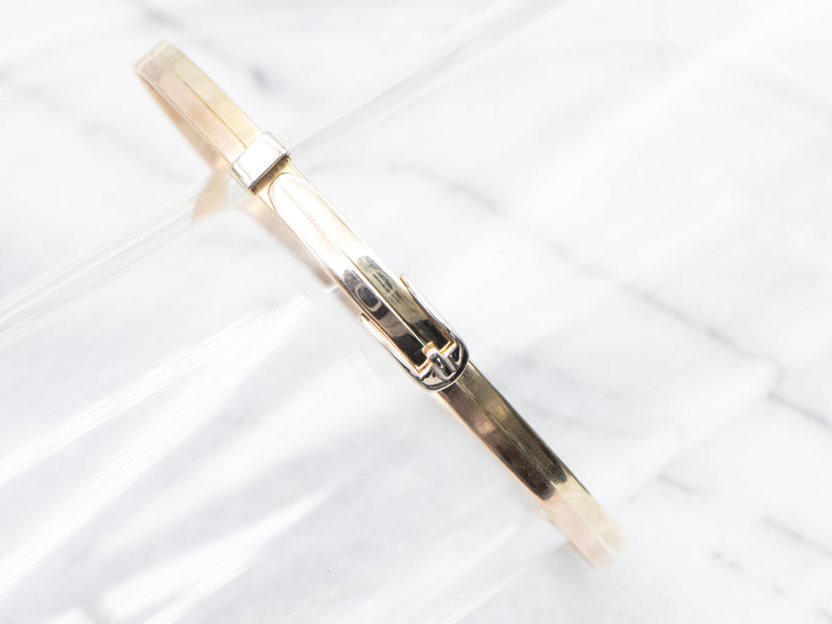 Tri-Color Buckle Bangle Bracelet