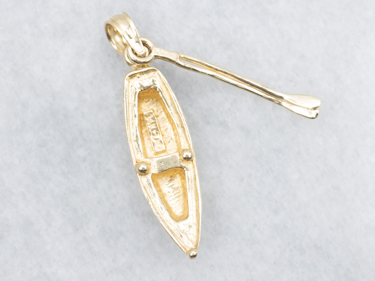 Vintage Gold Row Boat and Oar Charm
