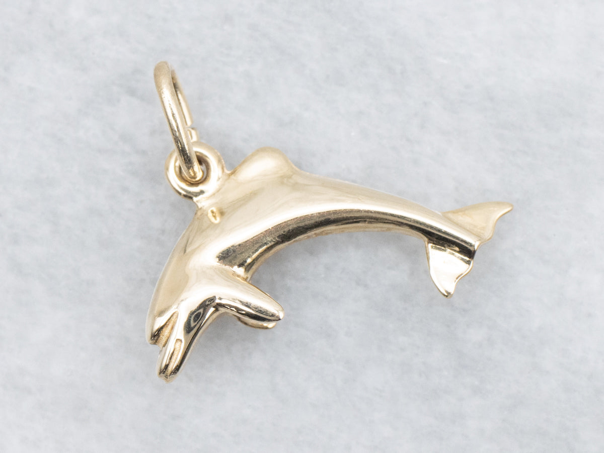 Jumping Gold Dolphin Charm Pendant