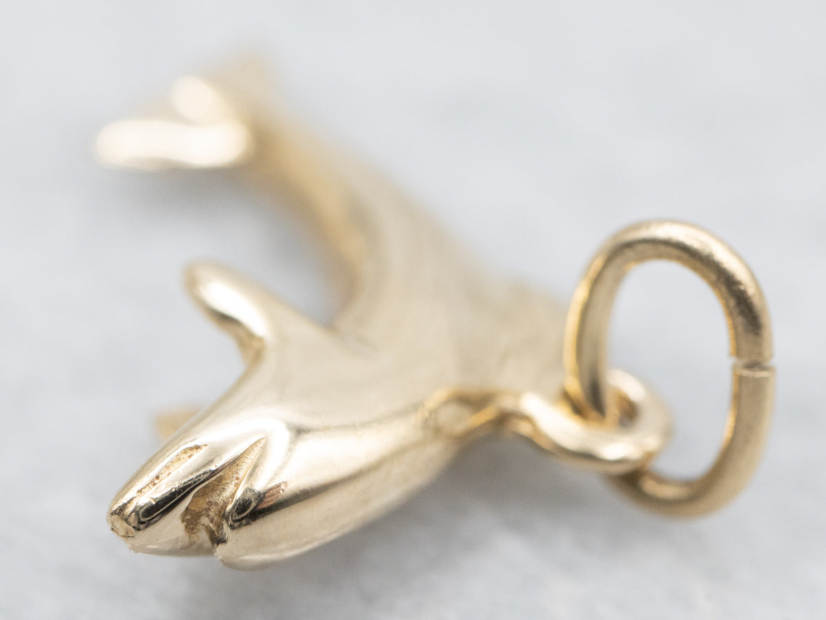 Jumping Gold Dolphin Charm Pendant