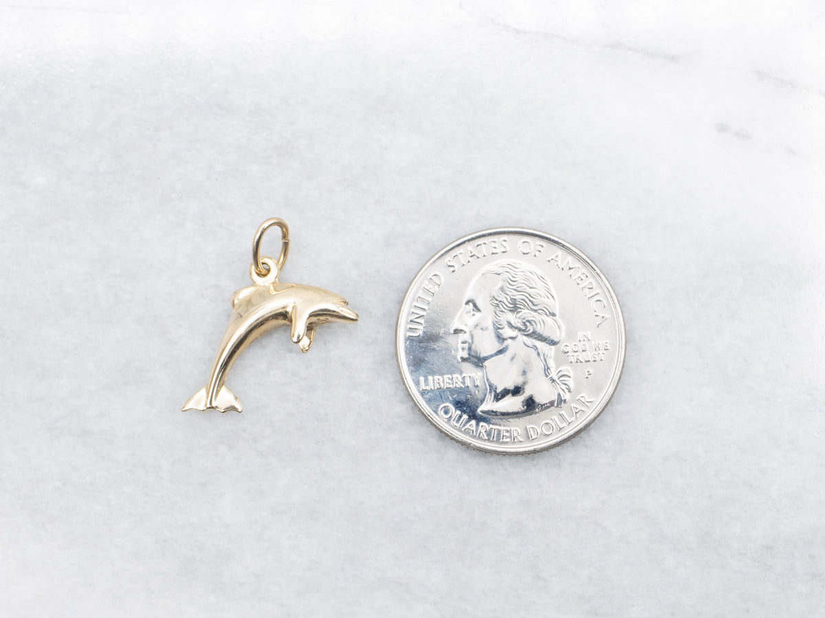 Jumping Gold Dolphin Charm Pendant