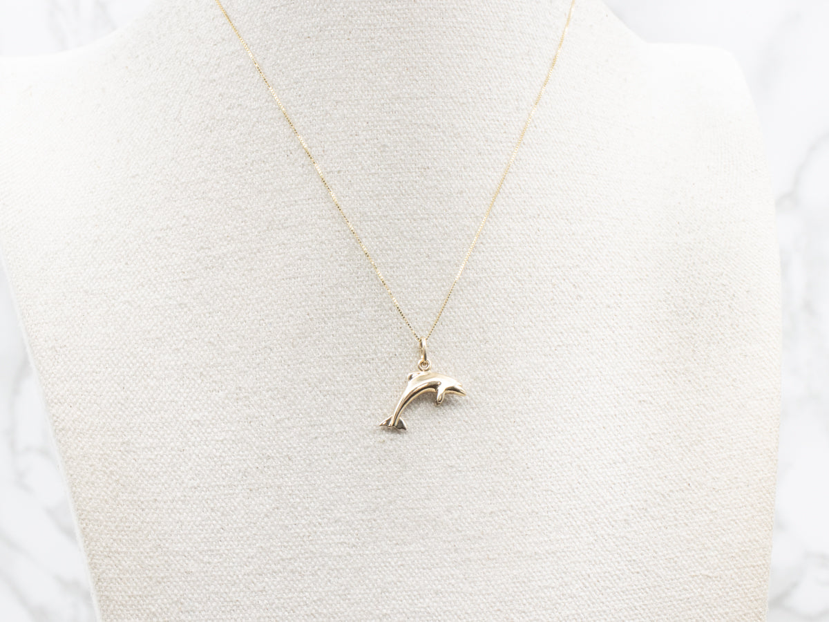 Jumping Gold Dolphin Charm Pendant