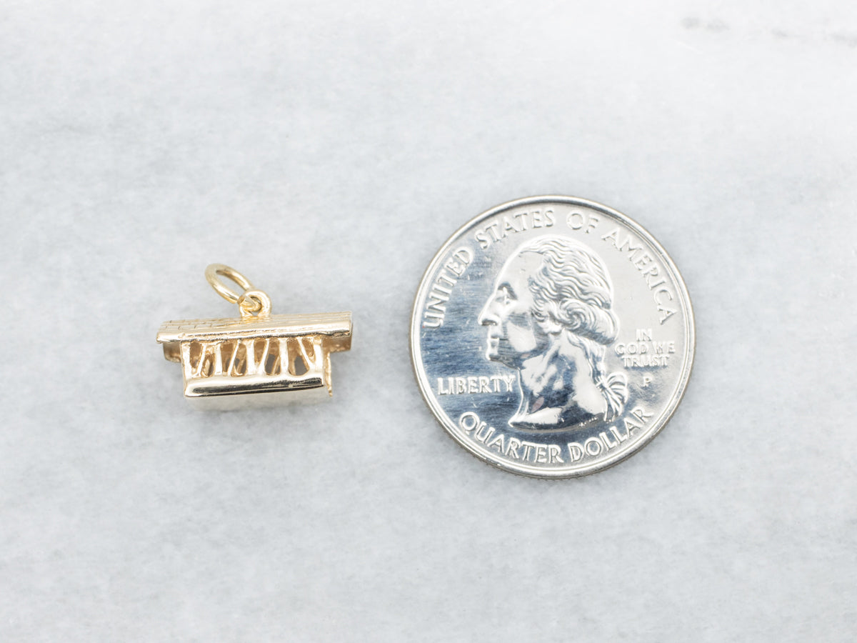 Vintage Gold Covered Bridge Charm