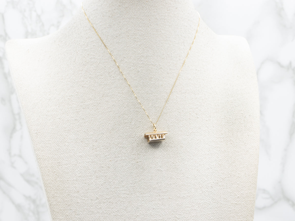 Vintage Gold Covered Bridge Charm