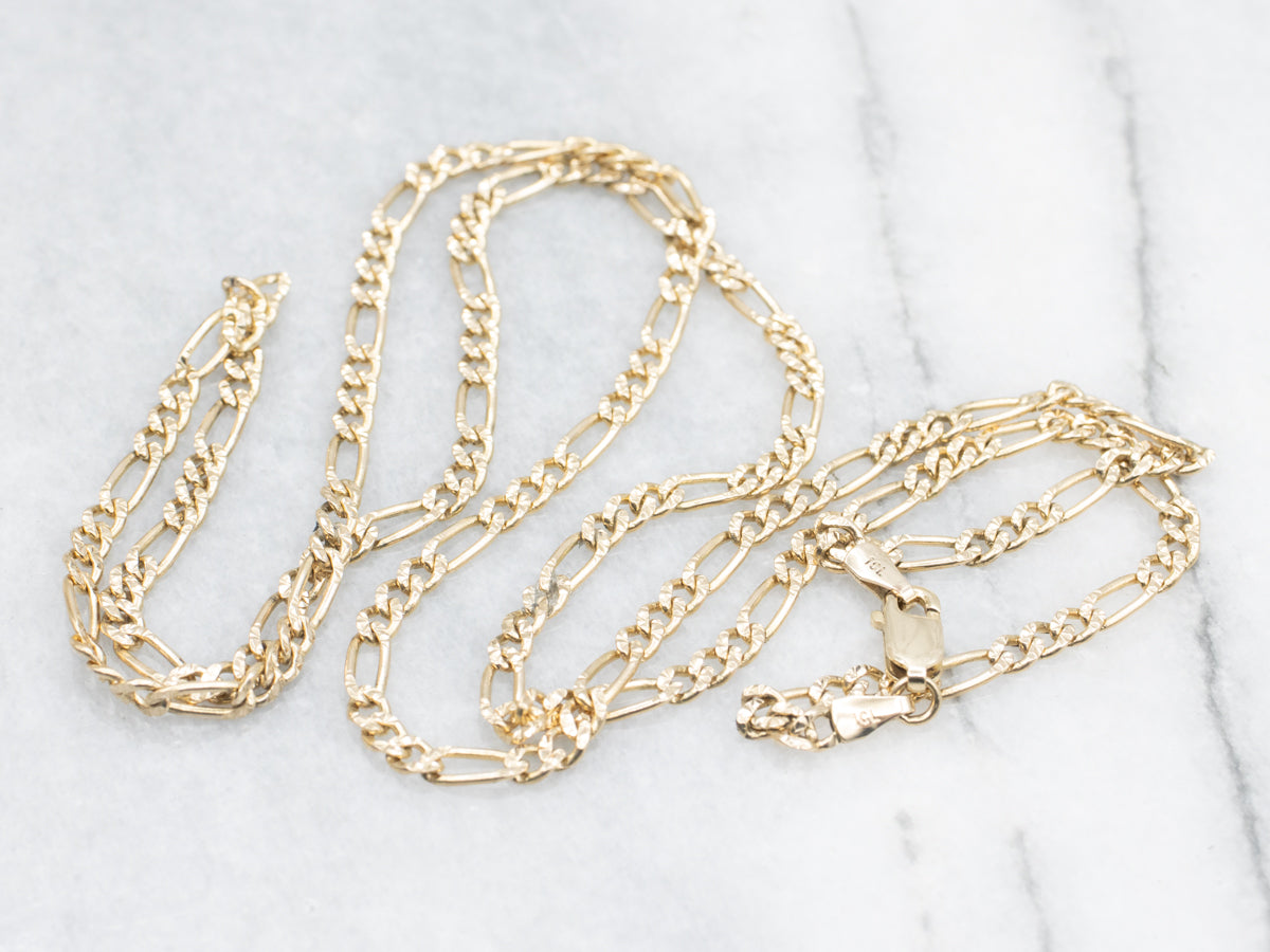 Textured Italian Gold Figaro Chain