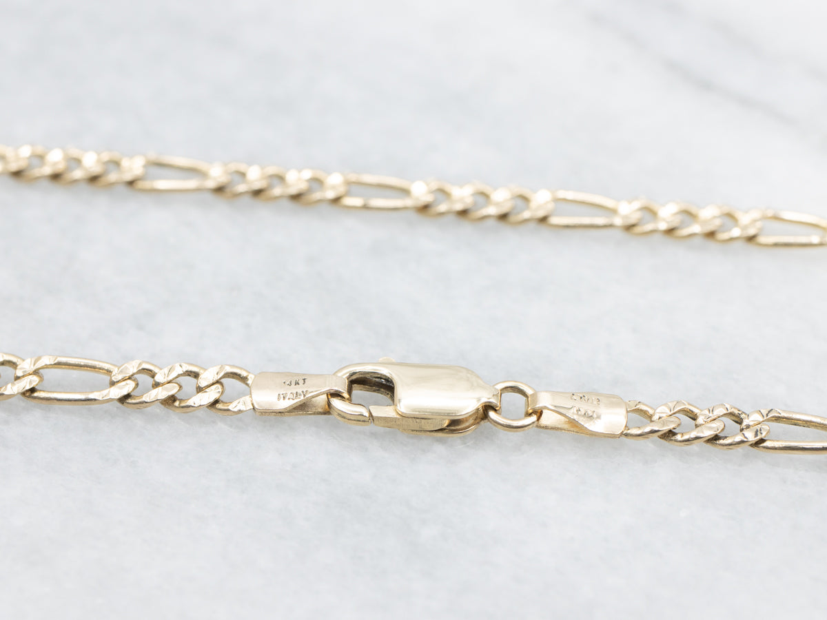 Textured Italian Gold Figaro Chain