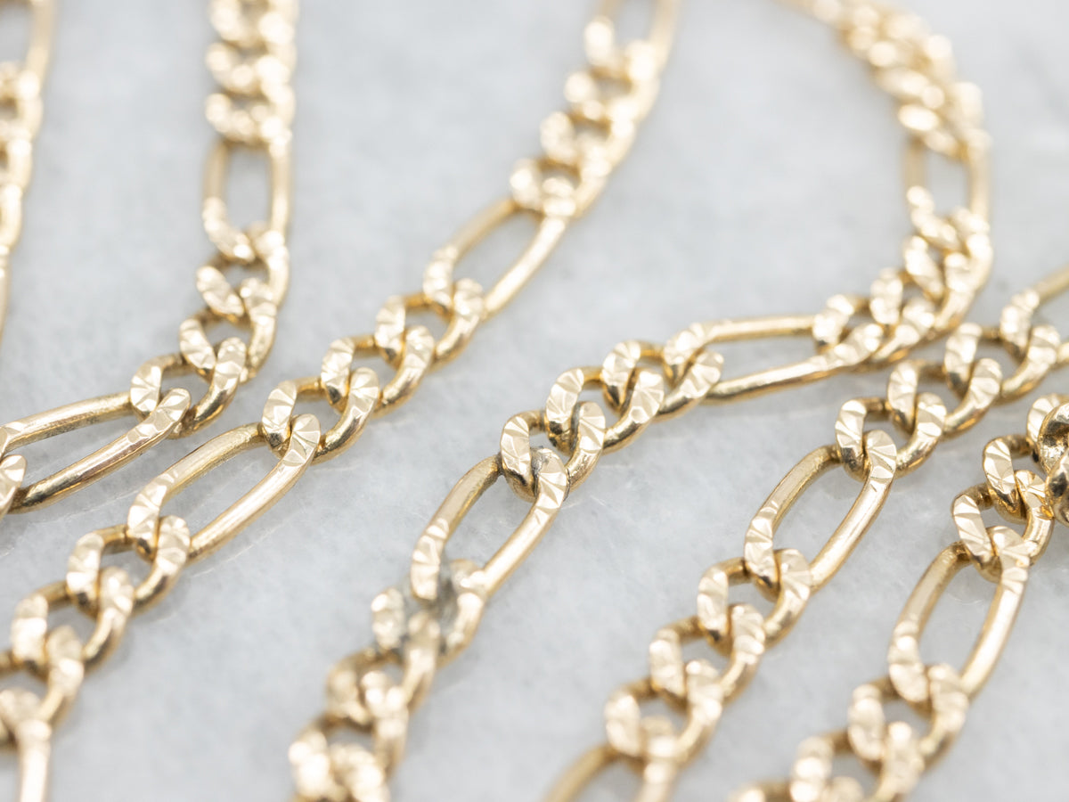 Textured Italian Gold Figaro Chain