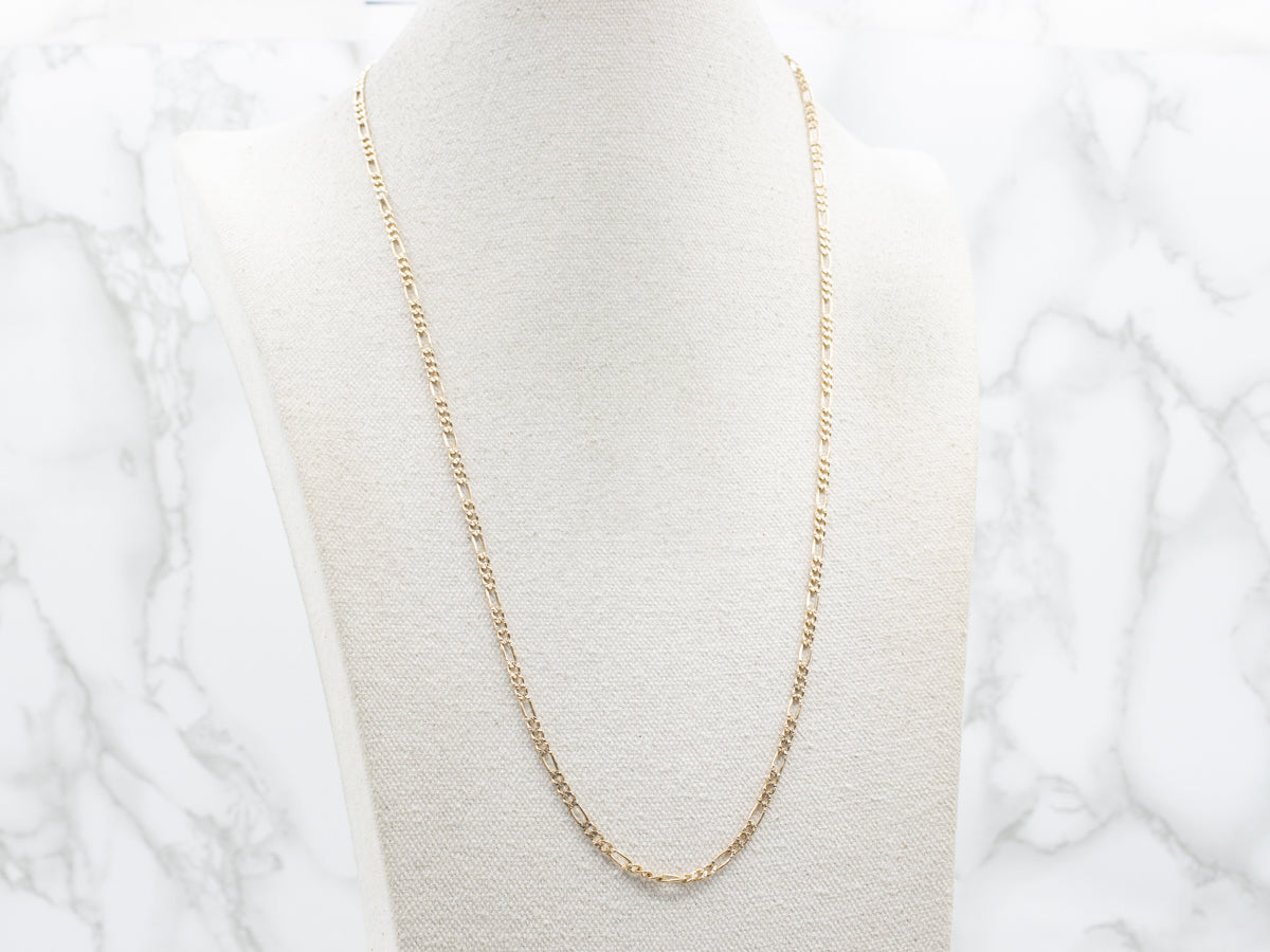 Textured Italian Gold Figaro Chain